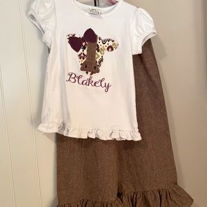 “Blakely” monogrammed top and pants set size 6